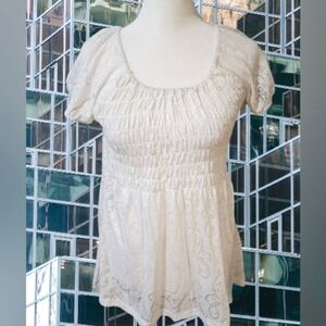 📣Kenar Baby Doll Top Elastic Comfy Silver Thread Burn Out Design Size Large 😍